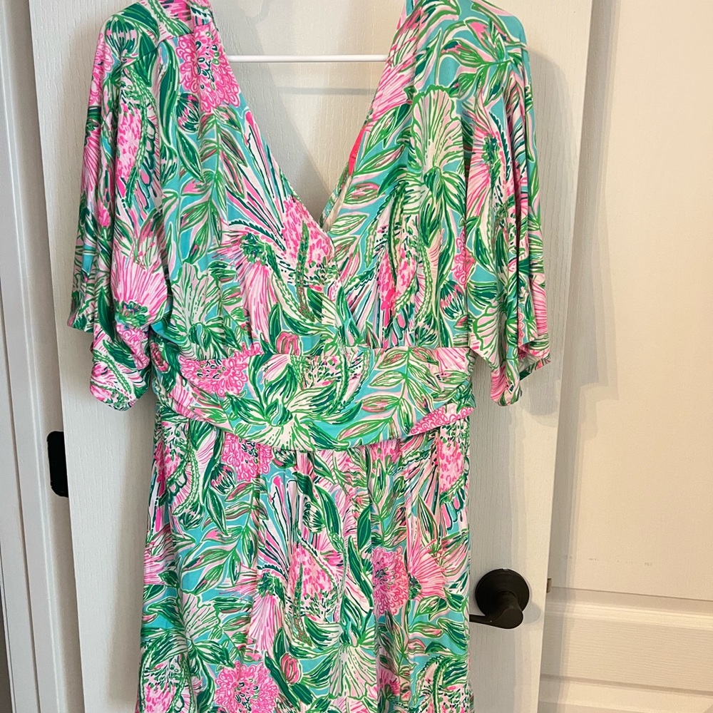 Lilly Pulitzer Pink, Green & Aqua Parigi romper